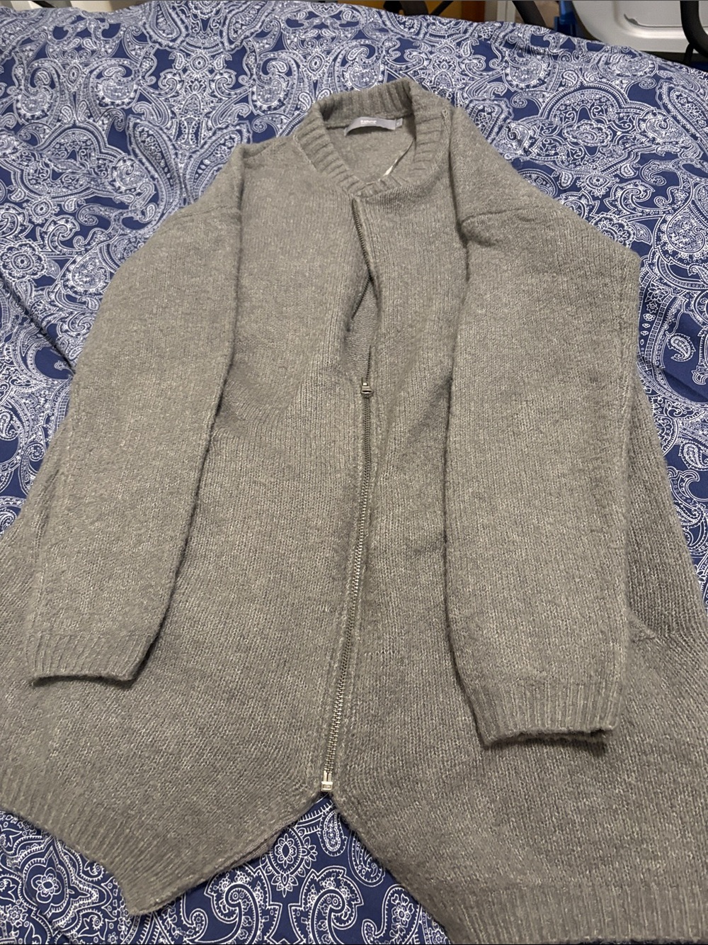 Men’s Zip-Up Sweater Cardigan in Heather Gray